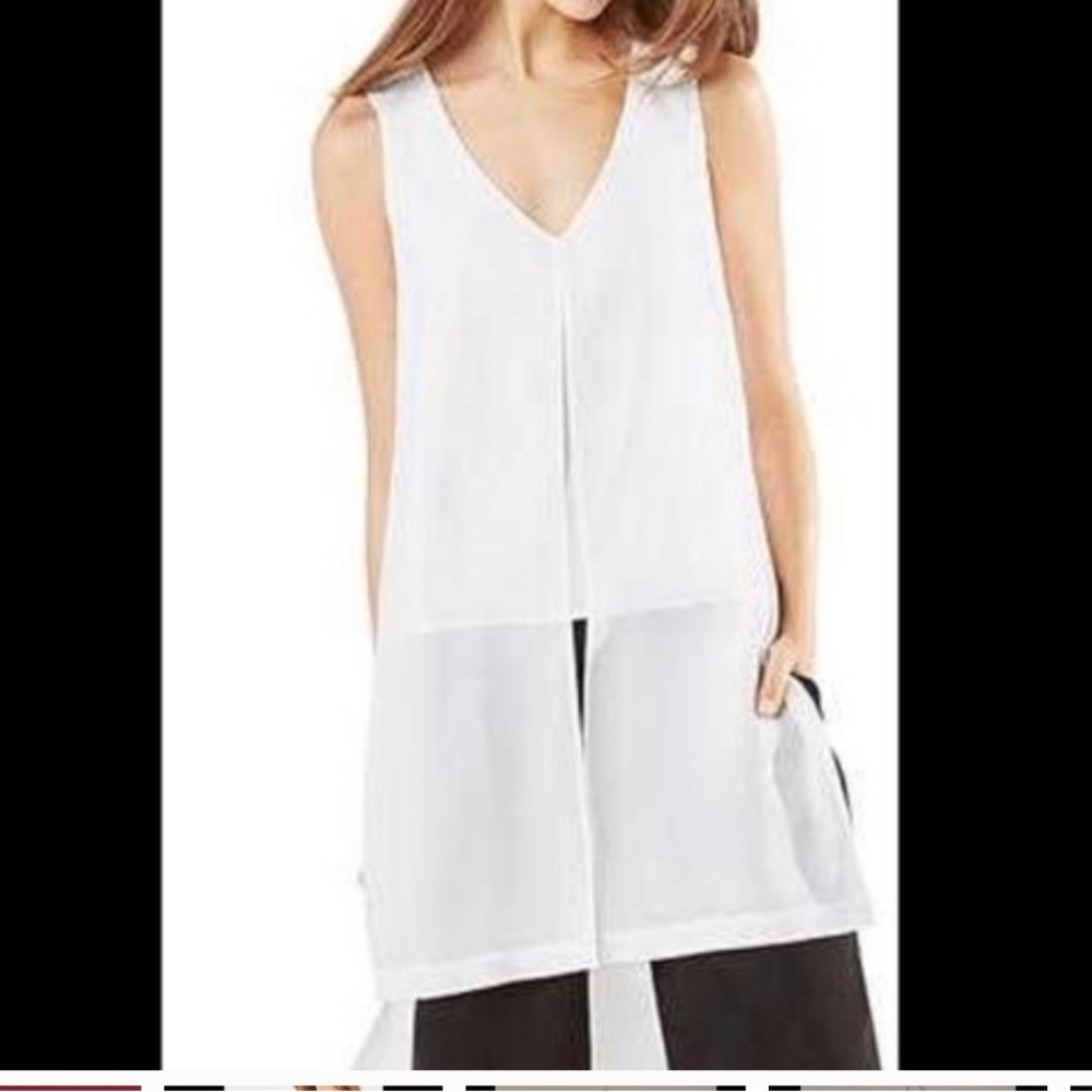 BCBG Max Azria svetlana white hi lo tunic top sleeveless S